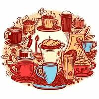 tasty coffee house isolated banner with different photo