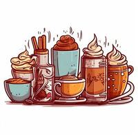 tasty coffee house isolated banner with different photo