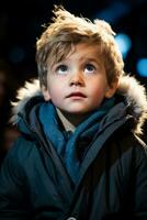 Child nervously approaching stage resolve flickering in determined starlit eyes photo