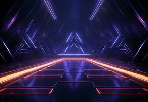 Ai Generative Neon illuminated futuristic backdrop realistic image, ultra hd, high design very detailed photo