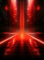 Ai generative Backdrop With Illumination Of Red Spotlights For Flyers realistic image ultra hd high design photo
