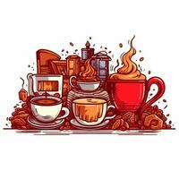 tasty coffee house isolated banner with different photo