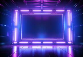 Ai Generative Neon illuminated futuristic backdrop realistic image, ultra hd, high design very detailed photo