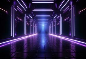 Ai Generative Neon illuminated futuristic backdrop realistic image, ultra hd, high design very detailed photo