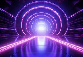 Ai Generative Neon illuminated futuristic backdrop realistic image, ultra hd, high design very detailed photo