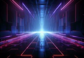 Ai Generative Neon illuminated futuristic backdrop realistic image, ultra hd, high design very detailed photo