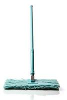Microfiber dust mop for effective floor cleaning isolated on a white background photo