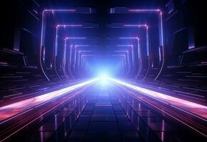 Ai Generative Neon illuminated futuristic backdrop realistic image, ultra hd, high design very detailed photo