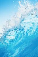 Ocean blue wave isolated on white background photo