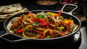 Photo of Vegetable Fajitas as a dish in a high-end restaurant. Generative AI