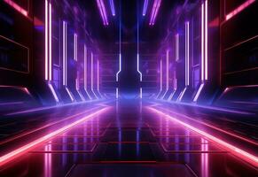 Ai Generative Neon illuminated futuristic backdrop realistic image, ultra hd, high design very detailed photo