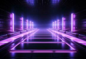 Ai Generative Neon illuminated futuristic backdrop realistic image, ultra hd, high design very detailed photo