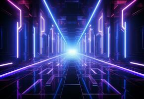 Ai Generative Neon illuminated futuristic backdrop realistic image, ultra hd, high design very detailed photo
