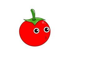 Animé vidéo de une tomate personnage en mouvement et rebondir de côté. video