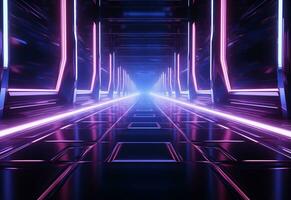 Ai Generative Neon illuminated futuristic backdrop realistic image, ultra hd, high design very detailed photo
