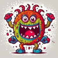 illustration of happy monster doodle style photo