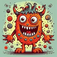 illustration of happy monster doodle style photo