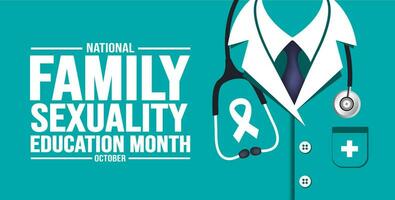 October is National Family Sexuality Education Month background template. Holiday concept. background, banner, placard, card, and poster design template with text inscription and standard color. vector