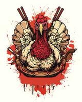 Thanksgiving turkey sticker on white isolated illustration background photo