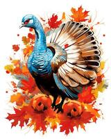 Thanksgiving turkey sticker on white isolated illustration background photo