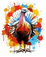 Thanksgiving turkey sticker on white isolated illustration background photo