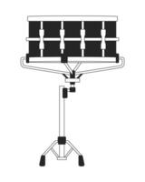 Snare drum black and white 2D line cartoon object. Musical percussion instrument solo isolated vector outline item. Side drum. Drumming hardware. Part of drum set monochromatic flat spot illustration