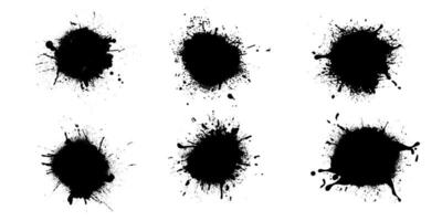 Set of different splash, brush strokes. Grunge splatters. vector