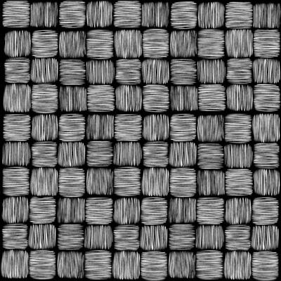equal-sided texture of weaving black and white background of square elements in doodle style