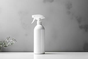 Monochromatic cleaning spray bottle portrayal minimalist design background with empty space for text photo