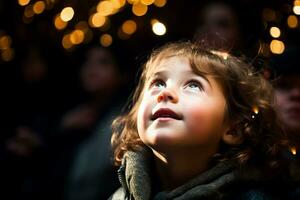 Child nervously approaching stage resolve flickering in determined starlit eyes photo