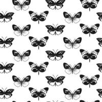 Butterfly Seamless Pattern. Decorative Fly Insect Background. Black and White Botanical Texture vector