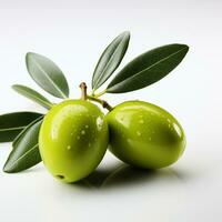 Fresh ripe olives are yellowish green in color photo