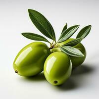 Fresh ripe olives are yellowish green in color photo