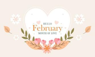 February Month of Love with Flowers Background vector