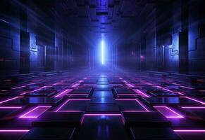 Ai Generative Neon illuminated futuristic backdrop realistic image, ultra hd, high design very detailed photo