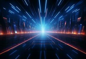 Ai Generative Neon illuminated futuristic backdrop realistic image, ultra hd, high design very detailed photo