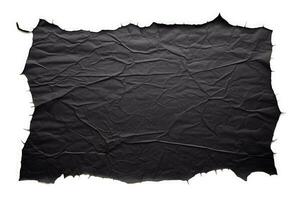 Damaged black paper isolated on white background isolated on white background photo