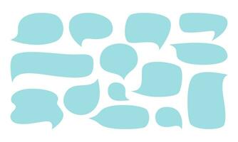 Set of empty blue speech bubbles. Chat, talk, notation. Hand drawn vector illustration.