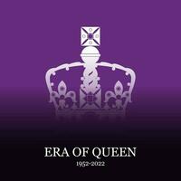 Era of Queen. Royal crown. The end of the reign of Elizabeth II. Vector flat illustration