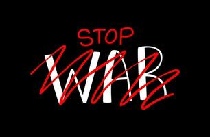 Stop war banner text. International protest, Stop the war against Ukraine. Vector illustration isolated on black background