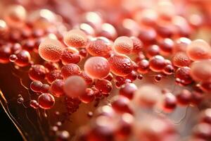 Microscopic view of yeast cells active during the wine fermentation process photo