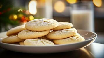 foto de azúcar galletas como un plato en un gama alta restaurante. generativo ai