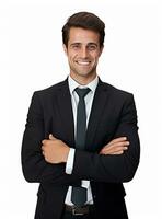 Ai Generative photo confident young businessman in suit standing