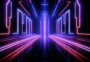 Ai Generative Neon illuminated futuristic backdrop realistic image, ultra hd, high design very detailed photo