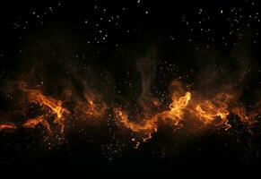 Ai generative Fire Particles On Hot Black Background realistic image, ultra hd, high design very detailed photo