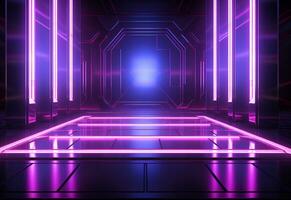 Ai Generative Neon illuminated futuristic backdrop realistic image, ultra hd, high design very detailed photo