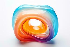 Colorful single use detergent pod artistically displayed isolated on a white background photo