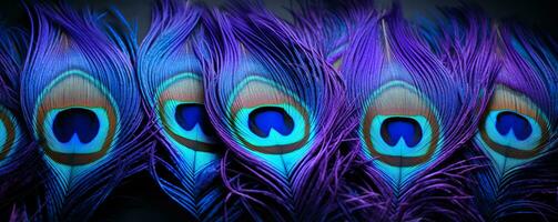 Macro images revealing the breathtaking hues and details of peacock plumes photo