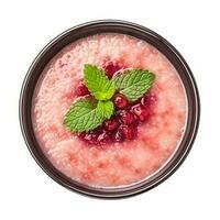 Amaranth Porridge cooked top view isolated on white background photo