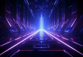 Ai Generative Neon illuminated futuristic backdrop realistic image, ultra hd, high design very detailed photo